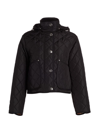 Burberry Diamond Quilted Nylon Cropped Jacket In Black