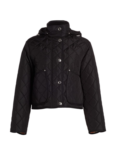 Burberry Black Cropped Quilted Nylon Jacket In Black