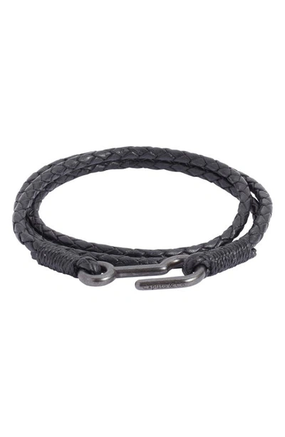 Caputo & Co Braided Leather Wrap Bracelet In Black