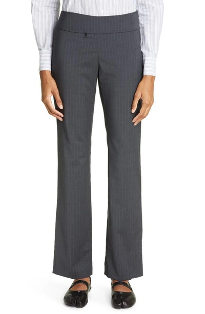 Paloma Wool Saba Pinstripe Low Rise Straight Leg Pants In Grey