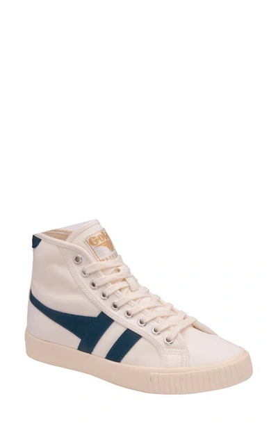 Gola Tennix Mark Cox High Top Sneaker In Off White/vintage Blue