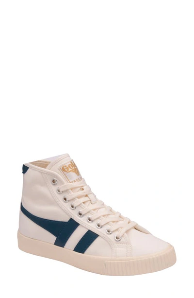 Gola Tennix Mark Cox High Top Trainer In Off White/vintage Blue