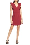 French Connection Whisper Ruffle Minidress In Berry Red