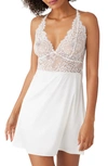 Wacoal Center Stage Racer Back Lace & Satin Chemise In Egret