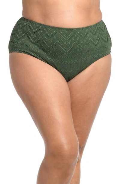 La Blanca Salt High Waist Bikini Bottoms In Olive