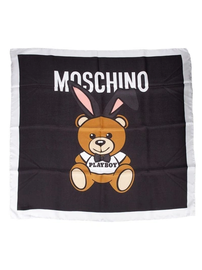 Moschino Playboy Bear Scarf In Black