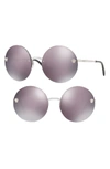 Versace Medusa Logo 59mm Large Round Sunglasses In Pink/ Blue Mirror