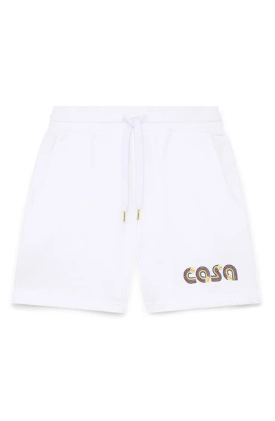 Casablanca Tennis Logo Embroidered Organic Cotton Sweat Shorts In White
