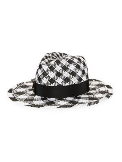 Kate Spade Gingham Trilby Hat In Black/fresh White