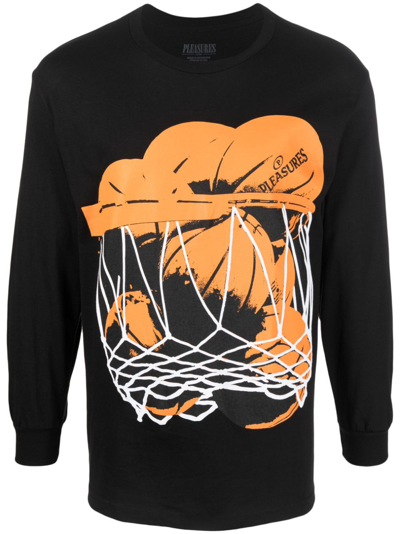 Pleasures Logo-print Cotton Sweatshirt In Black