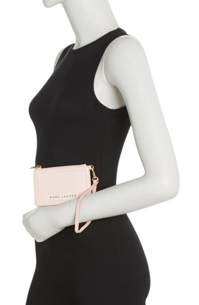 Marc Jacobs Top Zip Leather Wristlet In Peach Whip