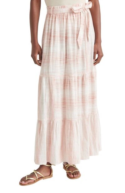 Splendid Women's Kira Striped Linen Blend Maxi Skirt In Rouge Stripe