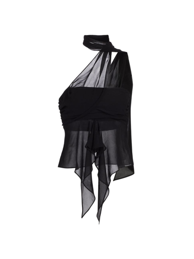 Guizio Women's Chiffon Sleeveless Wraparound Blouse In Black