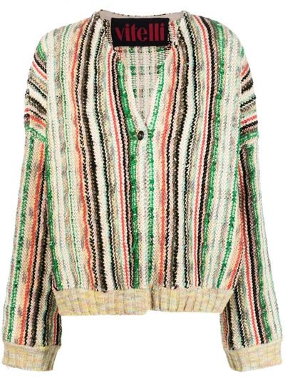 Vitelli Striped Knit Cardigan In Multicolor