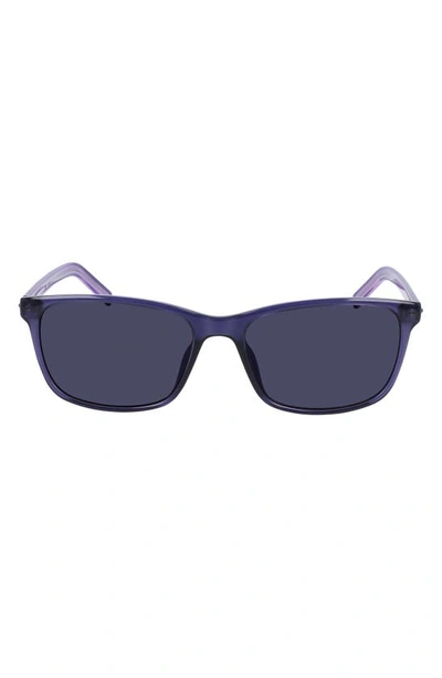 Converse Chuck 57mm Rectangle Sunglasses In Crystal Court Purple/ Purple