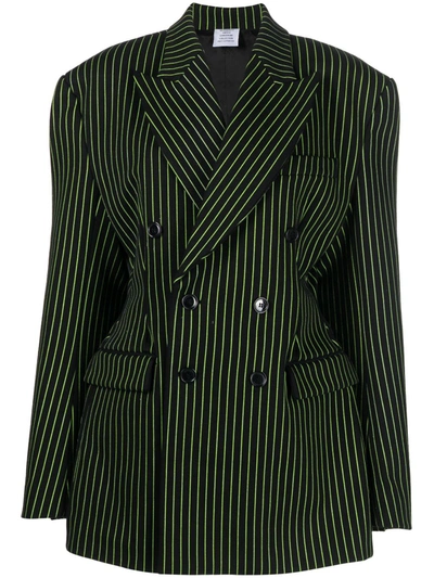 Vetements Double-breasted Blazer Jacket In Neon Green