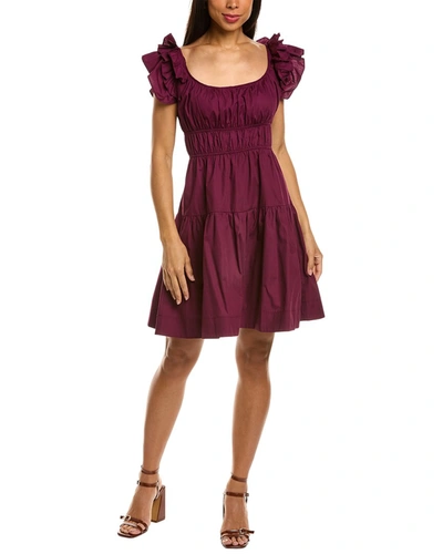 Taylor Women's Cotton Ruffle-sleeve Fit & Flare Dress In Purple