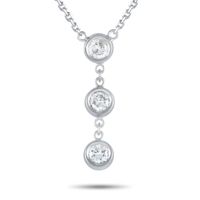 Non Branded Lb Exclusive 14k White Gold 0.45ct Diamond 3-stone Necklace