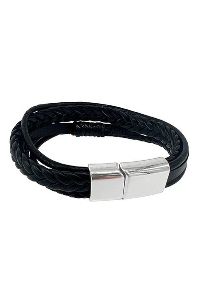 Adornia Leather Multistrand Magnetic Bracelet In Black