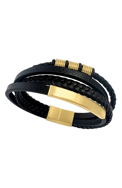 Adornia Multistrand Leather Magnetic Bracelet In Black