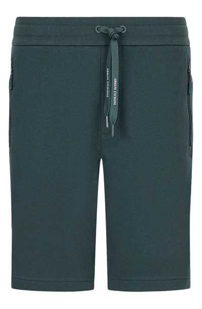 Armani Exchange Bermuda Sweat Shorts In Green Gables