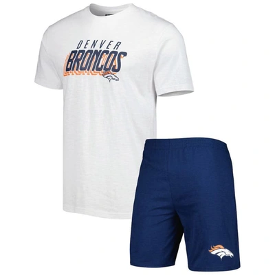 Concepts Sport Navy/white Denver Broncos Downfield T-shirt & Shorts Sleep Set