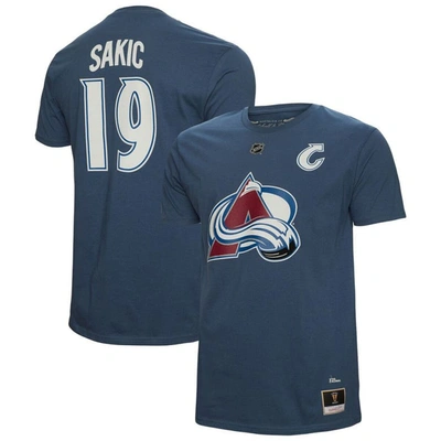 Mitchell & Ness Men's  Joe Sakic Navy Colorado Avalanche Name And Number T-shirt