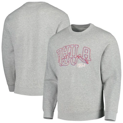 Stadium Essentials Unisex   Heather Gray Philadelphia 76ers Element Logo Pop Pullover Sweatshirt