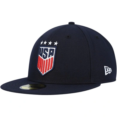 New Era Navy Uswnt Team Basic 59fifty Fitted Hat In Black