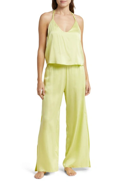 Lunya Washable Mulberry Silk Cami Pyjamas In Boundless Lime