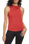 Dkny Gathered Tank In Red