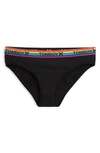 Tomboyx Period Proof Moderate Absorbency Bikini In Black Rainbow