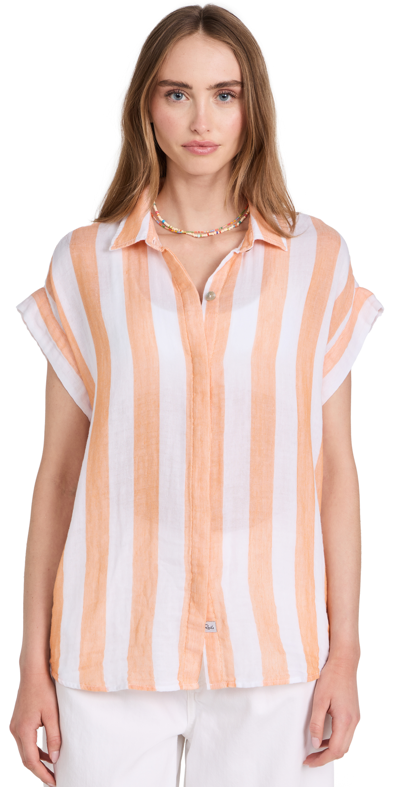 Rails Jamie Stripe Short Sleeve Shirt In Pink