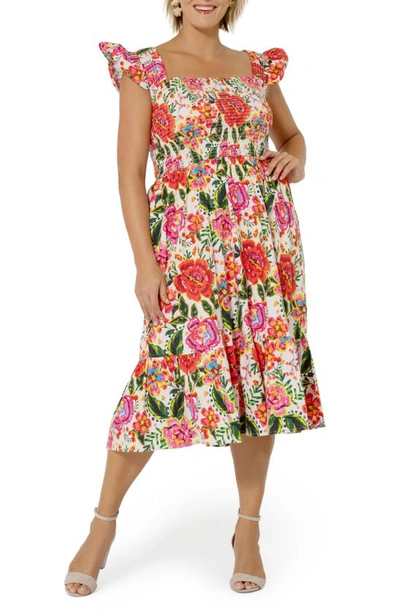 Leota Ivanna Print Sundress In Crown Floral Flame