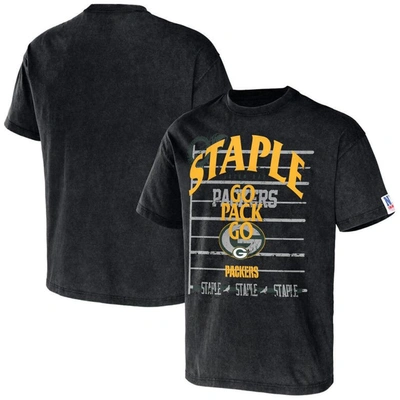 Staple Nfl X  Black Green Bay Packers Throwback Vintage Wash T-shirt