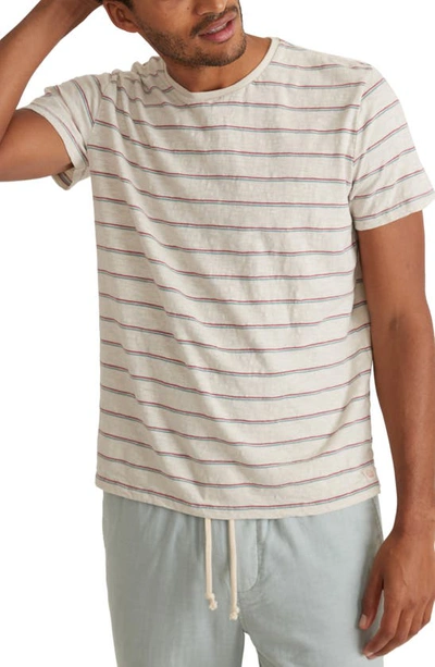 Marine Layer Stripe Cotton Slub T-shirt In Rose