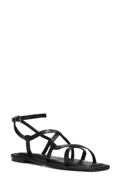 Donald Pliner Emilia Snakeskin Embossed Gladiator Sandal In Black