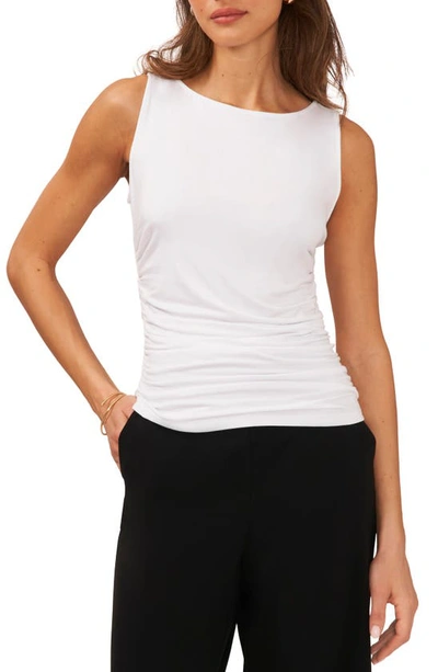 Halogen Ruched Knit Tank Top In Bright White