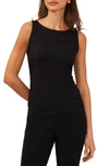 Halogen Ruched Knit Tank Top In Rich Black