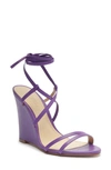 Schutz Deonne Ankle Wrap Strappy Wedge Sandal In Violet