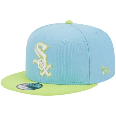 New Era Men's  Light Blue, Neon Green Chicago White Sox Spring Basic Two-tone 9fifty Snapback Hat In Light Blue,neon Green