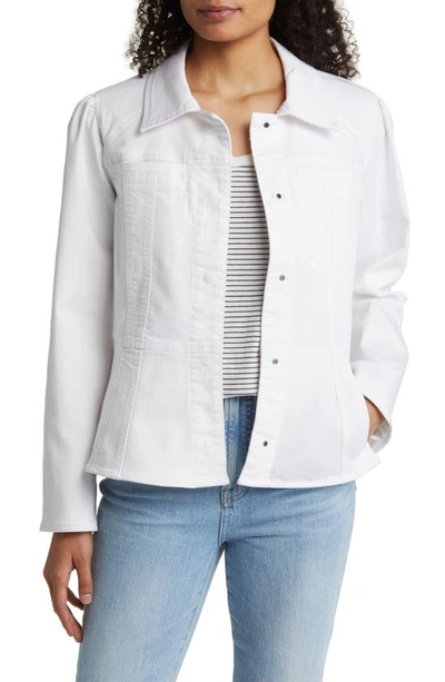 Wit & Wisdom Peplum Denim Jacket In Optic White