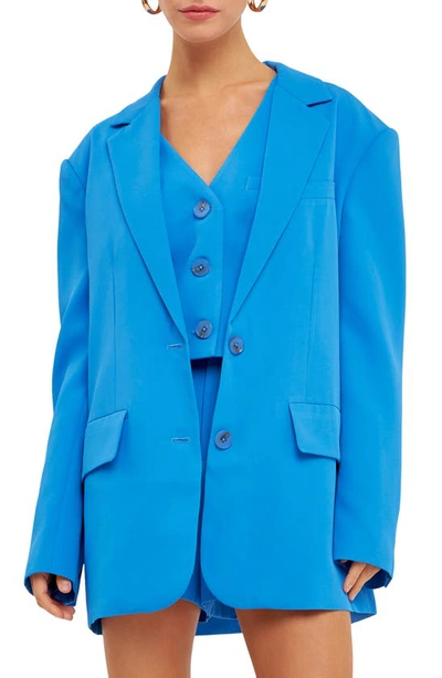 Endless Rose Buttery Oversize Blazer In Ocean Blue