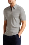 Ted Baker Stree Textured Stitch Polo Sweater In Grey