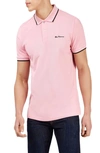 Ben Sherman Signature Tipped Organic Cotton Piqué Polo In Bubblegum Pink