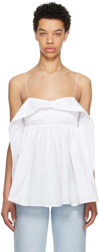 Cecilie Bahnsen Sunday Ruffled Cutout Organic Cotton-poplin Top In White