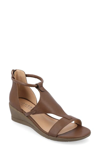 Journee Collection Journee Trayle Wedge Sandal In Brown