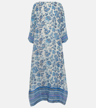 Loro Piana Abito Cillia Flower Ceremony Printed Maxi Dress In Blue