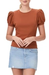 Paige Matcha Puff-sleeve Tee In Burt Terracotta