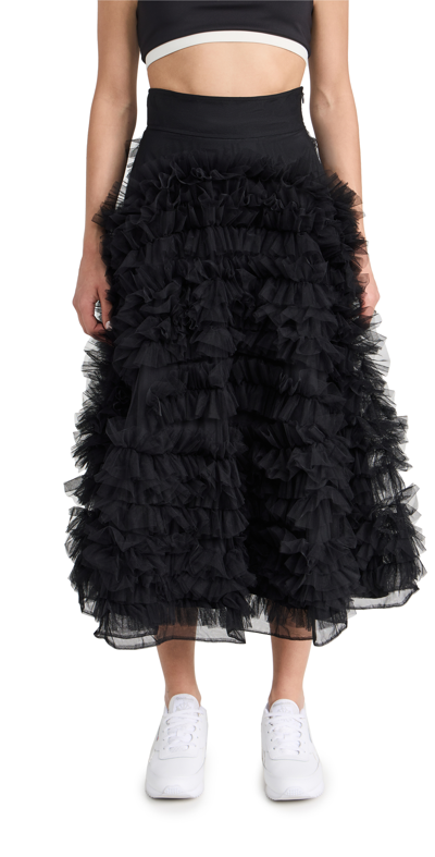 Molly Goddard Gabrielle Ruffled-tulle Midi Skirt In Black